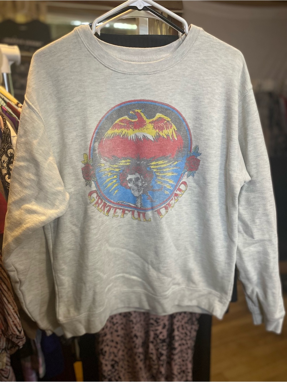 Grateful Dead Junk Food Clothing Light Gray Graphic Crewneck